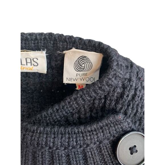 Pallas Original Pure Wool Hand Loomed Ireland Black Sweater Coat Medium - Picture 13 of 13